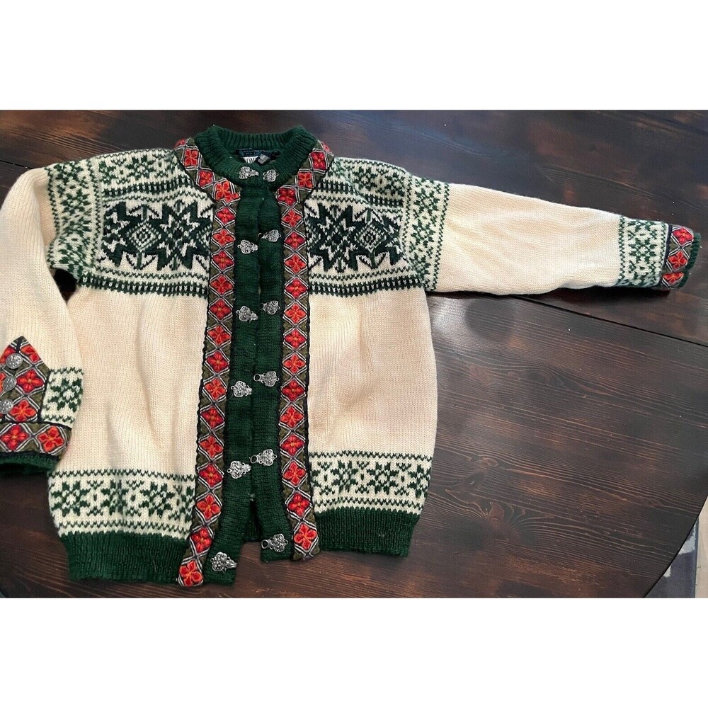 Dale of Norway Cream and Green Cardigan